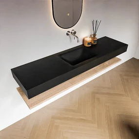 Zaro Alan badmeubel 170cm met planchet washed oak en vrijhangende wastafel cloud midden zonder kraangat urban