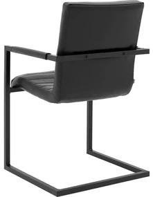 Goossens Eetkamerstoel Sturdy Leer zwart leer met armleuning, urban industrieel