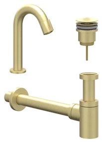 IVY Fonteinset - opbouw - gebogen - model S - always open plug - Geborsteld mat goud PVD 6901424