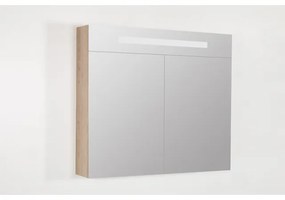 BRAUER Double Face Spiegelkast - 80x70x15cm - verlichting - geintegreerd - 2 links- rechtsdraaiende spiegeldeur - MFC - legno calore 7091
