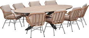 Garden Impressions Lucas tuinset bruin 9-delig - Tulli tuintafel ovaal 280x140 cm