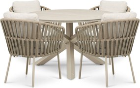 Tuinset 4 personen 120 cm Rope Zand/Beige Coco Elara/Xento
