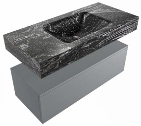 Mondiaz Alan DLux badmeubel 100cm plata 1 lade met wastafel lava midden zonder kraangat