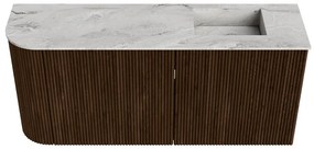 Mondiaz Joya DLux 90cm toiletmeubel ronding links walnut met wastafel faye rechts 1 kraangat glace