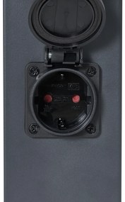 Buitenlamp donkergrijs met smoke glas 80cm IP44 met stopcontact en bewegingssensor - Malios