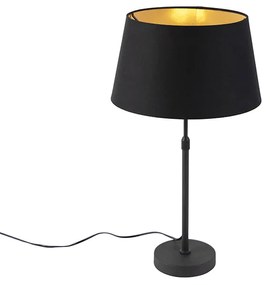 Tafellamp zwart met kap zwart met goud 35 cm - Parte Modern E27 cilinder / rond rond Binnenverlichting Lamp