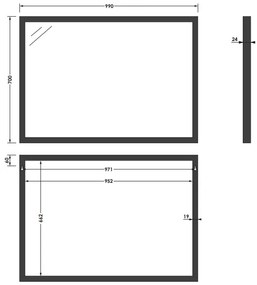 Sanituba Silhouette 100x70cm spiegel met zwarte omlijsting