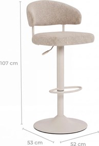 Mazzoni IRIS Latte Beige (stof Monza 60)/poot kasjmier - GESTOFFEERDE BARKRUK VOOR KEUKEN/BAR