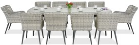 Exclusieve eetset met grote tafel Cordoba voor 10 personen Garden Point wit