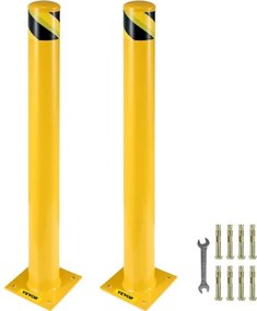 VEVOR Twee 122 cm parkeerbeveiligingspalen, parkeerpaal, 20 x 20 cm, parkeerpaal, parkeerpaal, verkeersbuispaal, geschikt voor binnen- en buitenparkeerplaatsen