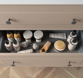 Muebles Renoir badmeubel 60cm beige met keramische wastafel en ronde handgrepen zwart
