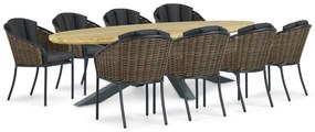 Tuinset 8 personen 280 cm Aluminium/wicker Grijs Santika Furniture Santika Tika