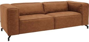 Goossens Bank Calvin cognac, micro leer, 3-zits, modern design