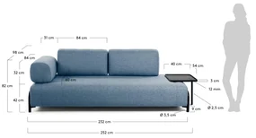Kave Home Compo Design 3-zits Bank Met Tafeltje Blauw