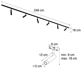 Modern railsysteem met 6 Spot / Opbouwspot / Plafondspots zwart 1-fase - Slimline Uzzy G9 Binnenverlichting Lamp