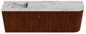 Mondiaz Joya DLux 110cm toiletmeubel ronding rechts ruby met wastafel faye links 1 kraangat glace
