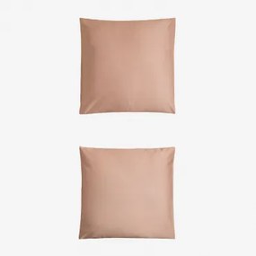 Pack Van 2 Kussenslopen Van 300-draads Satijn Sampras Roze – Hazelnoot & 60 X 60 Cm - Sklum