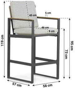 Barstoel Aluminium Grijs-antraciet Lifestyle Garden Furniture Faro