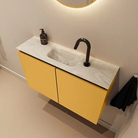 Mondiaz Ture DLux toiletmeubel 80cm ocher met wastafel ostra midden met kraangat