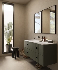 Muebles Avila badmeubel ribbelfront 120cm legergroen met wastafel links zonder kraangat