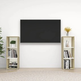 vidaXL Tv-meubelen 2 st 107x35x37 cm spaanplaat wit sonoma eikenkleur