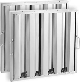 VEVOR Commerciële Afzuigkapfilter 493 x 493 x 45 mm Roestvrijstalen Restaurant Afzuigkapfilter voor Vetbestendige Commerciële Keukenafzuigkappen, 4 Groeven, 2-Pack