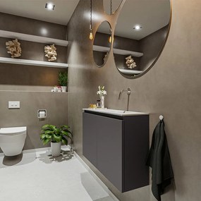 Mondiaz Ture 80cm toiletmeubel dark grey met wastafel talc rechts geen kraangat