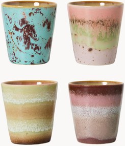 Handgemaakte espressokopjes 70's met reactief glazuur, 4-delig
