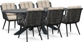 Tuinset 6 personen 240 cm Rope Grijs Coco Custa/Voyage