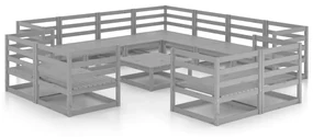vidaXL 12-delige Loungeset massief grenenhout grijs