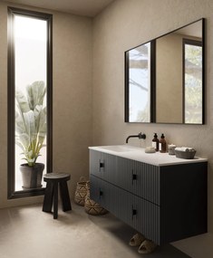 Muebles Avila badmeubel ribbelfront 120cm antraciet mat met wastafel links zonder kraangat