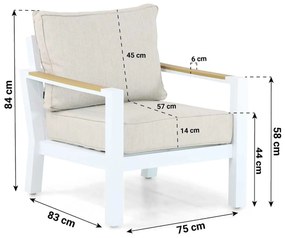 Tuinstoel Aluminium/Polywood (teakfinish) Wit Lifestyle Garden Furniture Bilbao