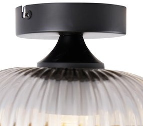 Art Deco plafondlamp zwart met smoke glas - Karel Art Deco E27 rond Binnenverlichting Lamp