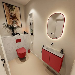 Mondiaz Ture DLux toiletmeubel 60cm fire met wastafel opalo links zonder kraangat