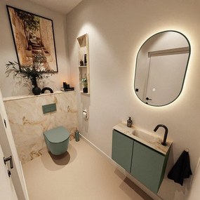 MONDIAZ TURE-DLUX 60cm toiletmeubel Army. EDEN wastafel Frappe positie rechts. Met 1 kraangat. TUREDX60ARMR1FRA