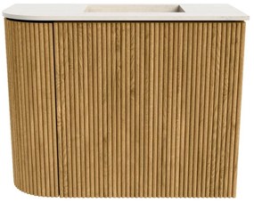 Mondiaz Joya DLux 50cm toiletmeubel ronding links oak met wastafel faye rechts 1 kraangat meli