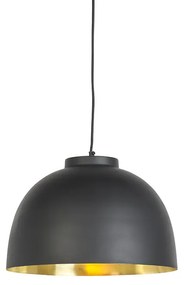 Hanglamp zwart met messing binnenkant 40 cm - Hoodi