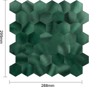 Zelfklevend Mozaïek Hexagon Aston Groen - 29.5 cm x 29.5 cm x 0.4 cm | 0.5 kg | Paneli zelfklevende steenstrips