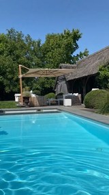4-Seasons Hacienda zweefparasol 300 x 400 cm. - Woodlook/Sand