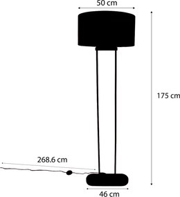 Vloerlamp zwart met zwarte ovale kap 50cm - Thijmen