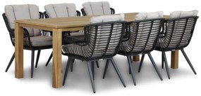 Tuinset 6 personen 220 cm Wicker/Aluminium/Aluminium/wicker Zwart Coco Azzano/Bristol