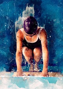 Kunstafdruk Swimmer Sport Art 1, Justyna Jaszke, (30 x 40 cm)
