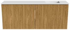 Mondiaz Joya 100cm toiletmeubel oak met wastafel faye rechts zonder kraangat talc