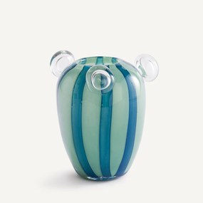 Vaas in handgeblazen glas met 3 bellen, H20,5 cm, Celis