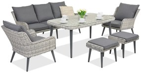 Bilbao Apetito tuinmeubelen 5 + 2 Garden Point poefs wit