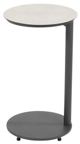 Taste by 4 Seasons Vic bijzettafel antraciet met rond keramisch tafelblad Ø 30 cm (H 50 cm) Loungetafel   beige weerbestendig