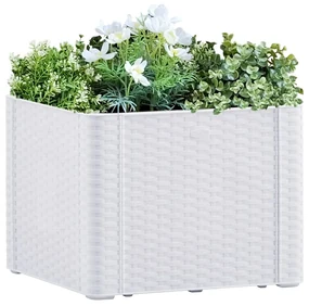 vidaXL Plantenbak hoog met zelfbewateringssysteem 43x43x33 cm wit