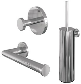 Brauer Chrome Edition set met handdoekhaak, toiletrolhouder en toiletborstelset chroom