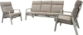 Vegas stoel bank loungeset 3 delig verstelbaar aluminium latte
