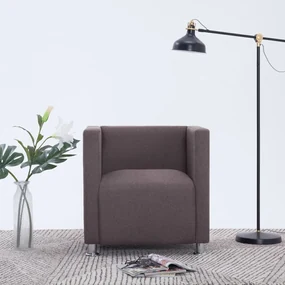 vidaXL Fauteuil kubus stof taupe